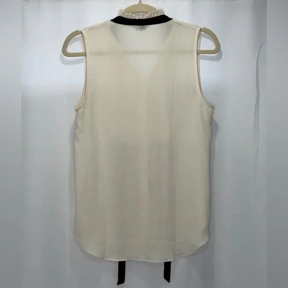 Ann Taylor Cream Blouse With Black Neck Tie - Picture 3 of 8